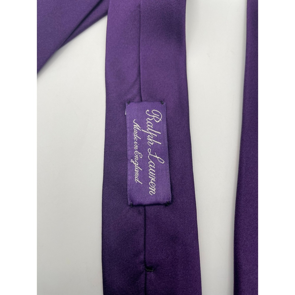 Ralph Lauren Purple Label Silk Tie Solid Purple Made in England Hand Made 3.75"